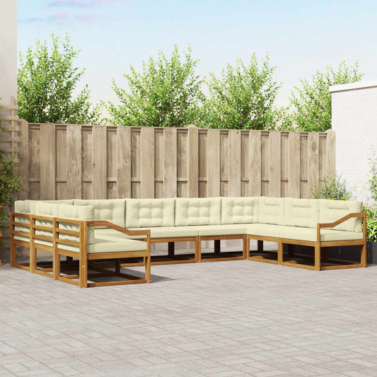 Buiten bankenset met kussen 9 pcs Natuurlijk en Crème is nu te koop bij PeponiXL, paradijselijk wonen!