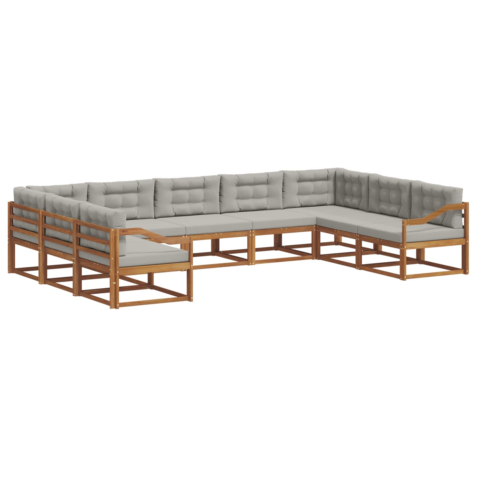 Buiten bankenset met kussen 9 pcs Natuurlijk en Lichtgrijs is nu te koop bij PeponiXL, paradijselijk wonen!