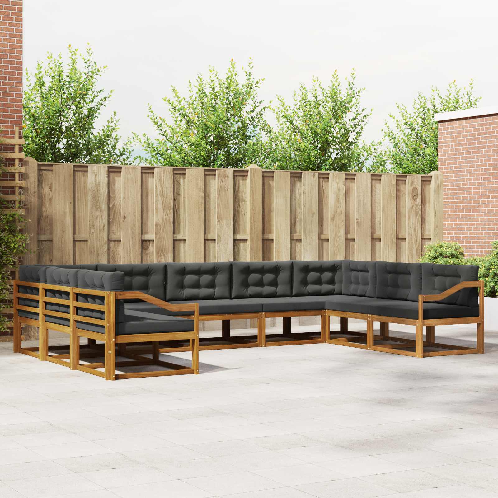 Buiten bankenset met kussen 9 pcs Natuurlijk en Antraciet is nu te koop bij PeponiXL, paradijselijk wonen!