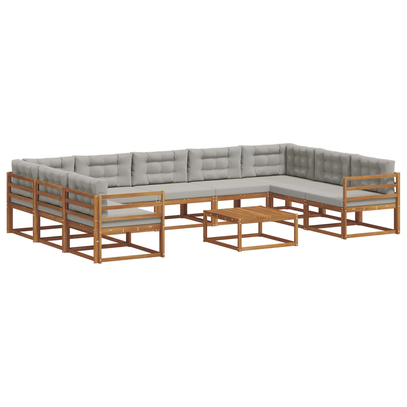 Buiten bankenset met kussen 10 pcs Natuurlijk en Lichtgrijs is nu te koop bij PeponiXL, paradijselijk wonen!