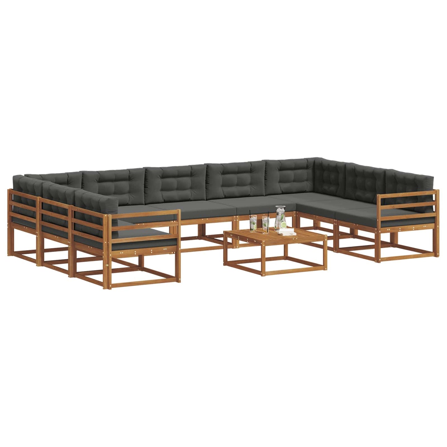 Buiten bankenset met kussen 10 pcs Natuurlijk en Antraciet is nu te koop bij PeponiXL, paradijselijk wonen!