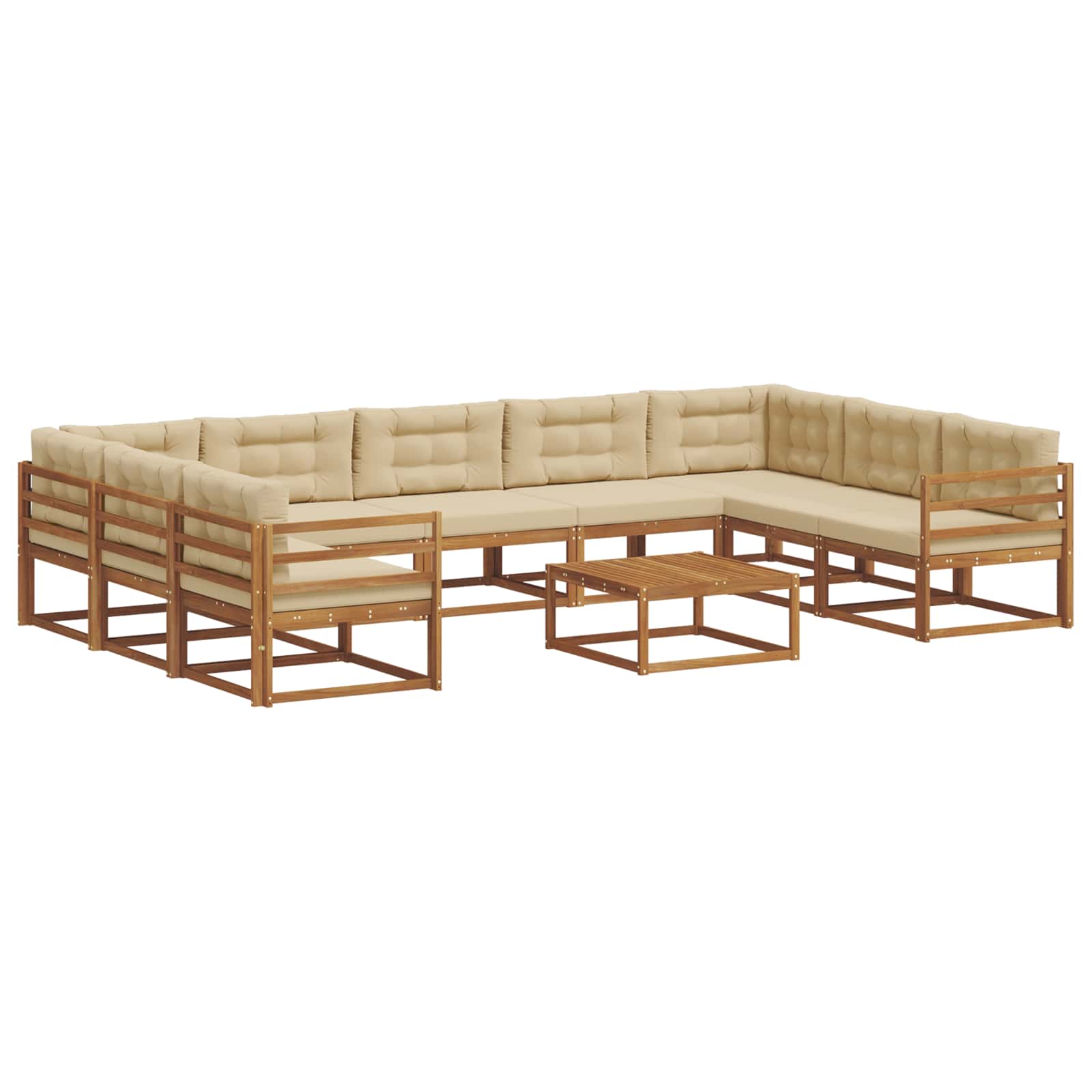 Buiten bankenset met kussen 10 pcs Natuurlijk en Beige is nu te koop bij PeponiXL, paradijselijk wonen!