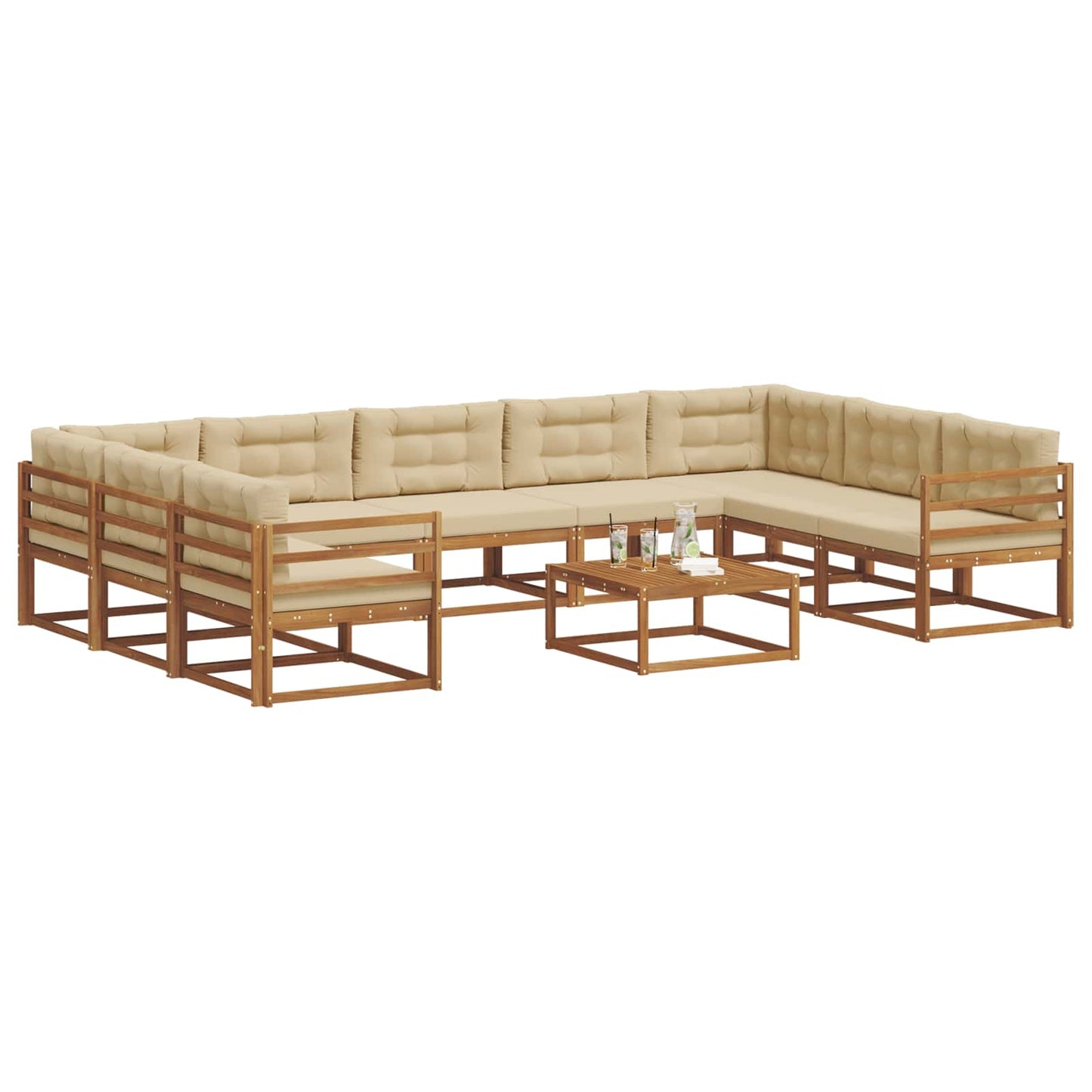 Buiten bankenset met kussen 10 pcs Natuurlijk en Beige is nu te koop bij PeponiXL, paradijselijk wonen!
