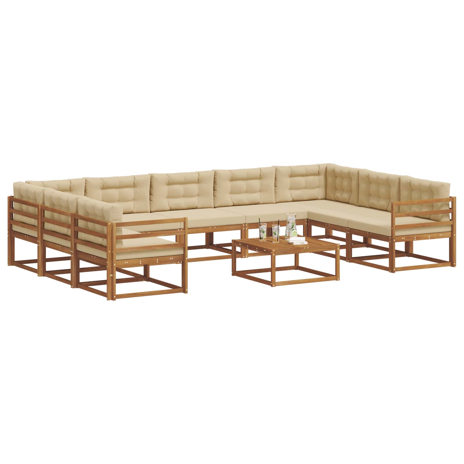 Buiten bankenset met kussen 10 pcs Natuurlijk en Beige is nu te koop bij PeponiXL, paradijselijk wonen!