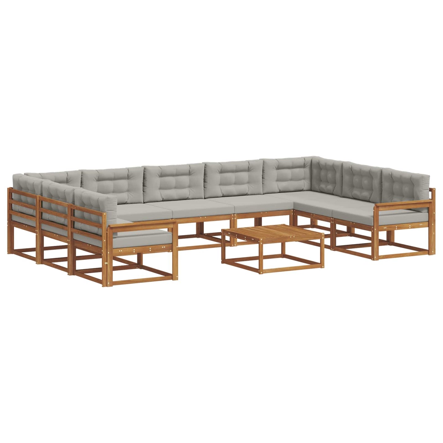Buiten bankenset met kussen 10 pcs Natuurlijk en Lichtgrijs is nu te koop bij PeponiXL, paradijselijk wonen!