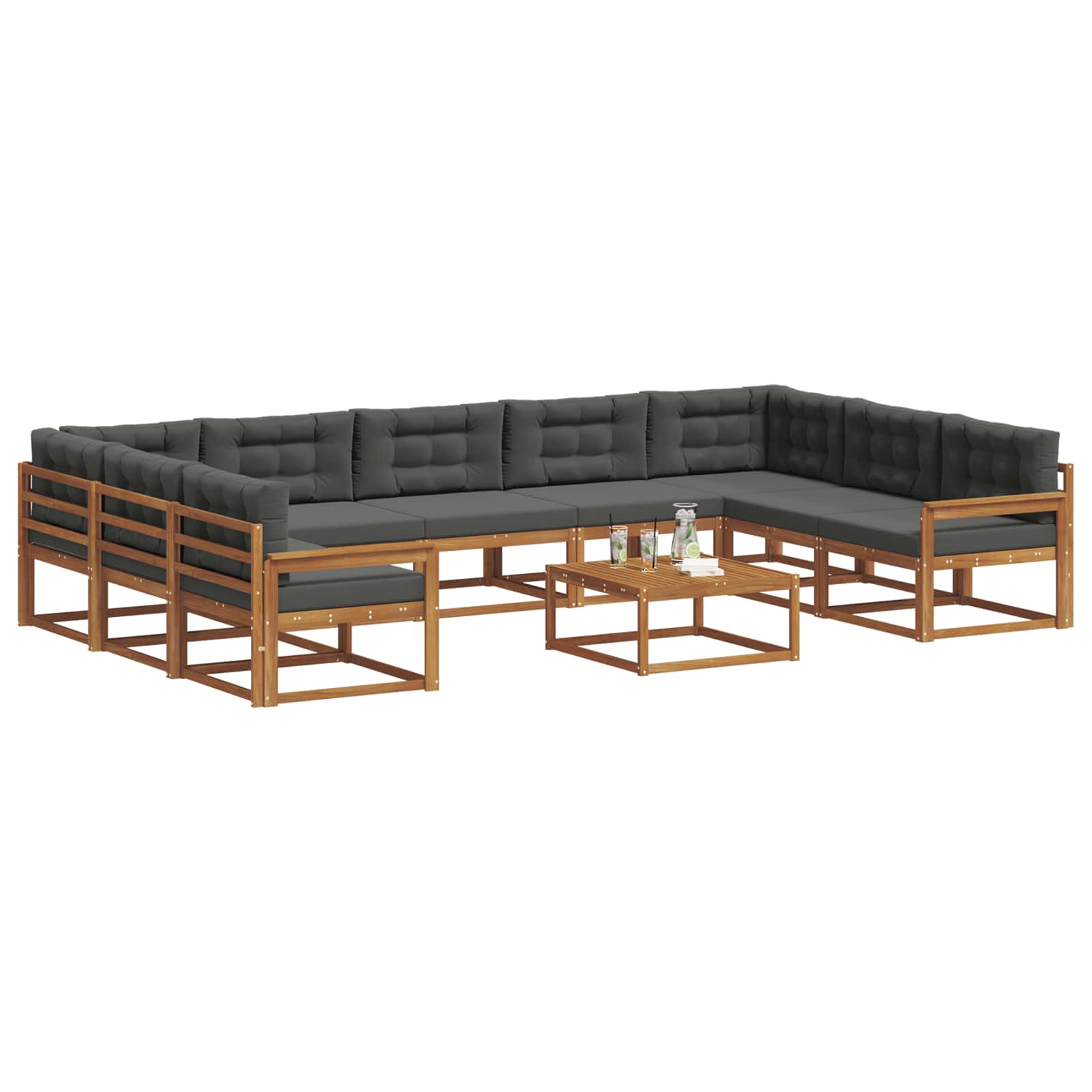 Buiten bankenset met kussen 10 pcs Natuurlijk en Antraciet is nu te koop bij PeponiXL, paradijselijk wonen!