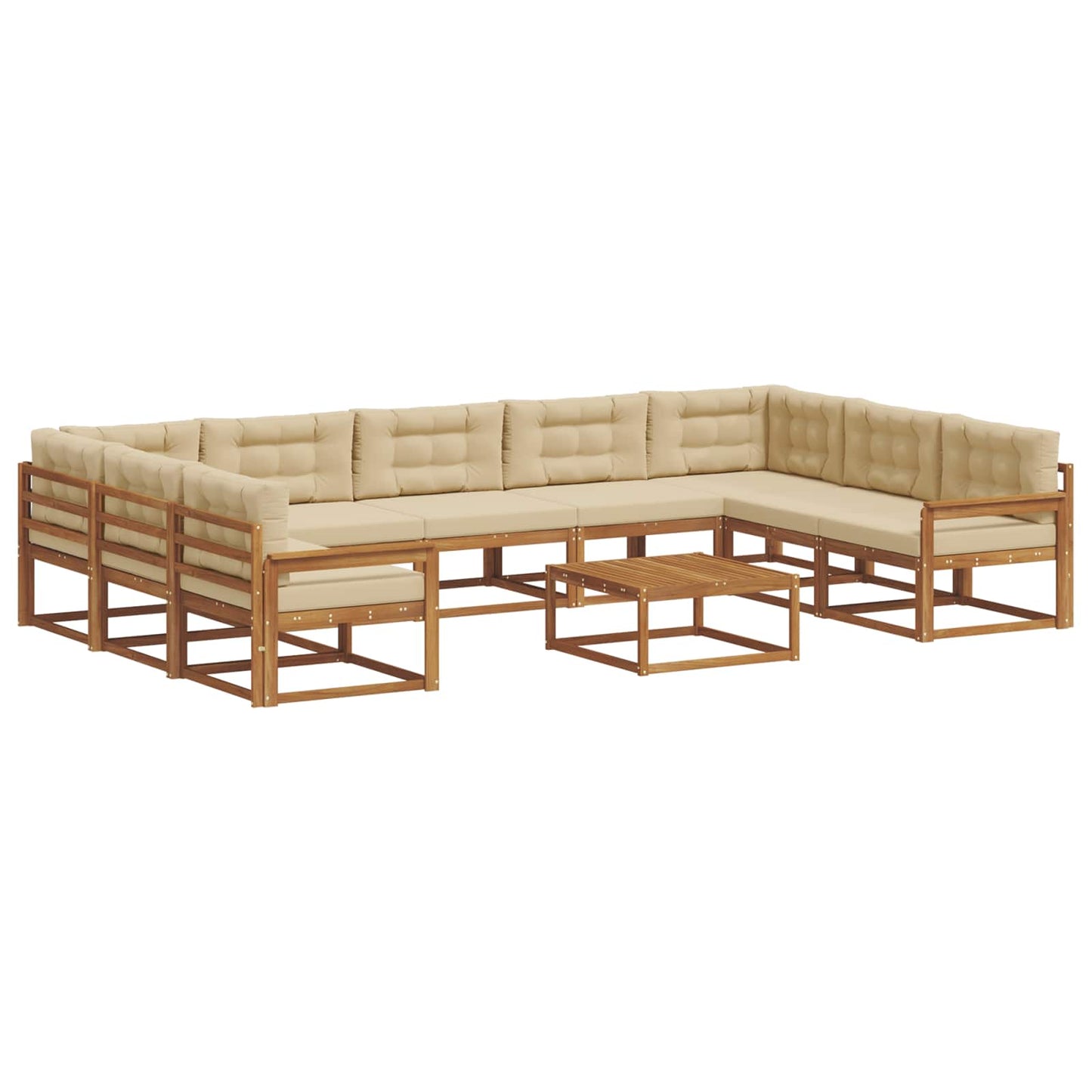 Buiten bankenset met kussen 10 pcs Natuurlijk en Beige is nu te koop bij PeponiXL, paradijselijk wonen!