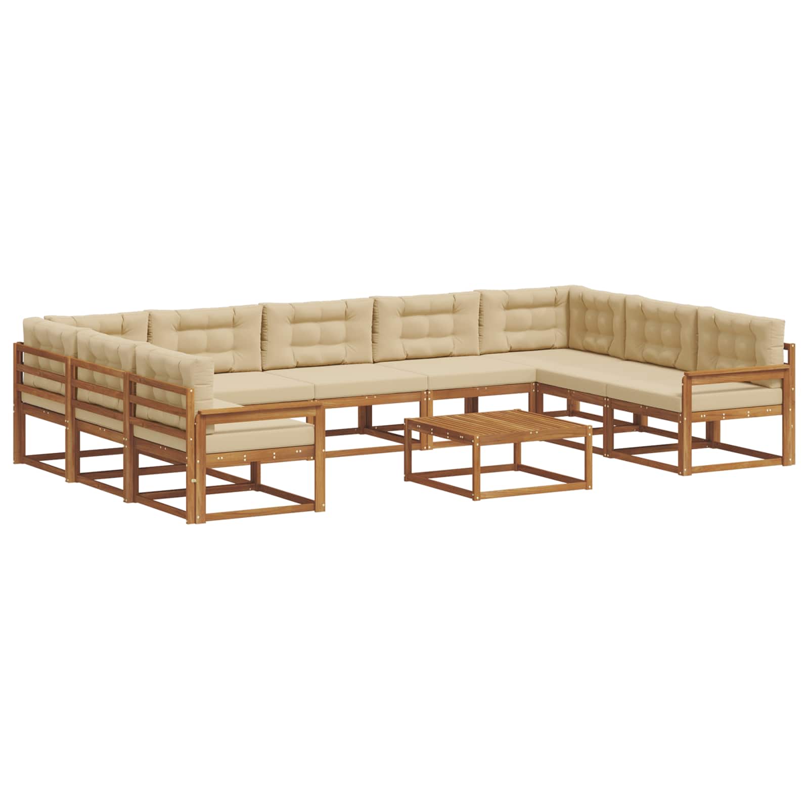 Buiten bankenset met kussen 10 pcs Natuurlijk en Beige is nu te koop bij PeponiXL, paradijselijk wonen!