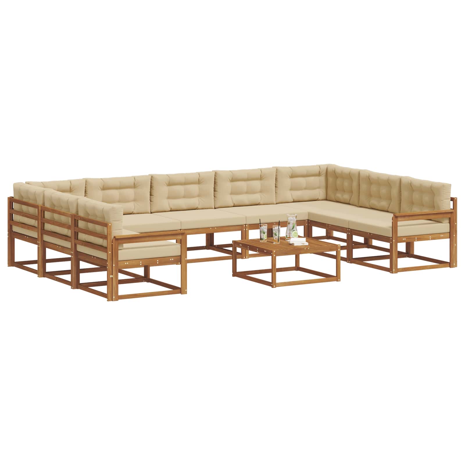 Buiten bankenset met kussen 10 pcs Natuurlijk en Beige is nu te koop bij PeponiXL, paradijselijk wonen!