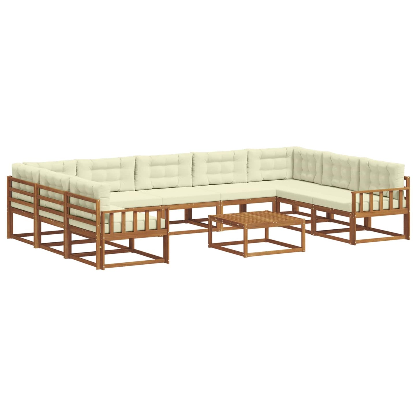 Buiten bankenset met kussen 10 pcs Natuurlijk en Crème is nu te koop bij PeponiXL, paradijselijk wonen!