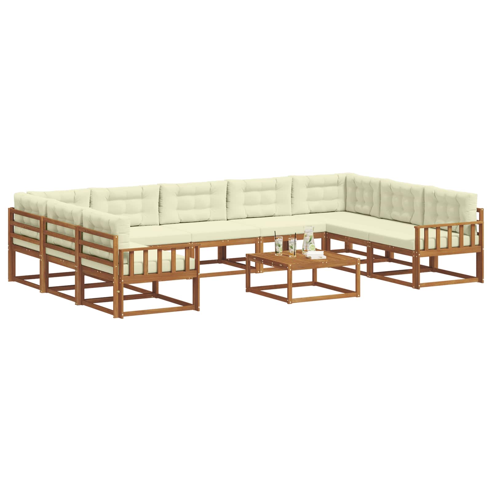 Buiten bankenset met kussen 10 pcs Natuurlijk en Crème is nu te koop bij PeponiXL, paradijselijk wonen!