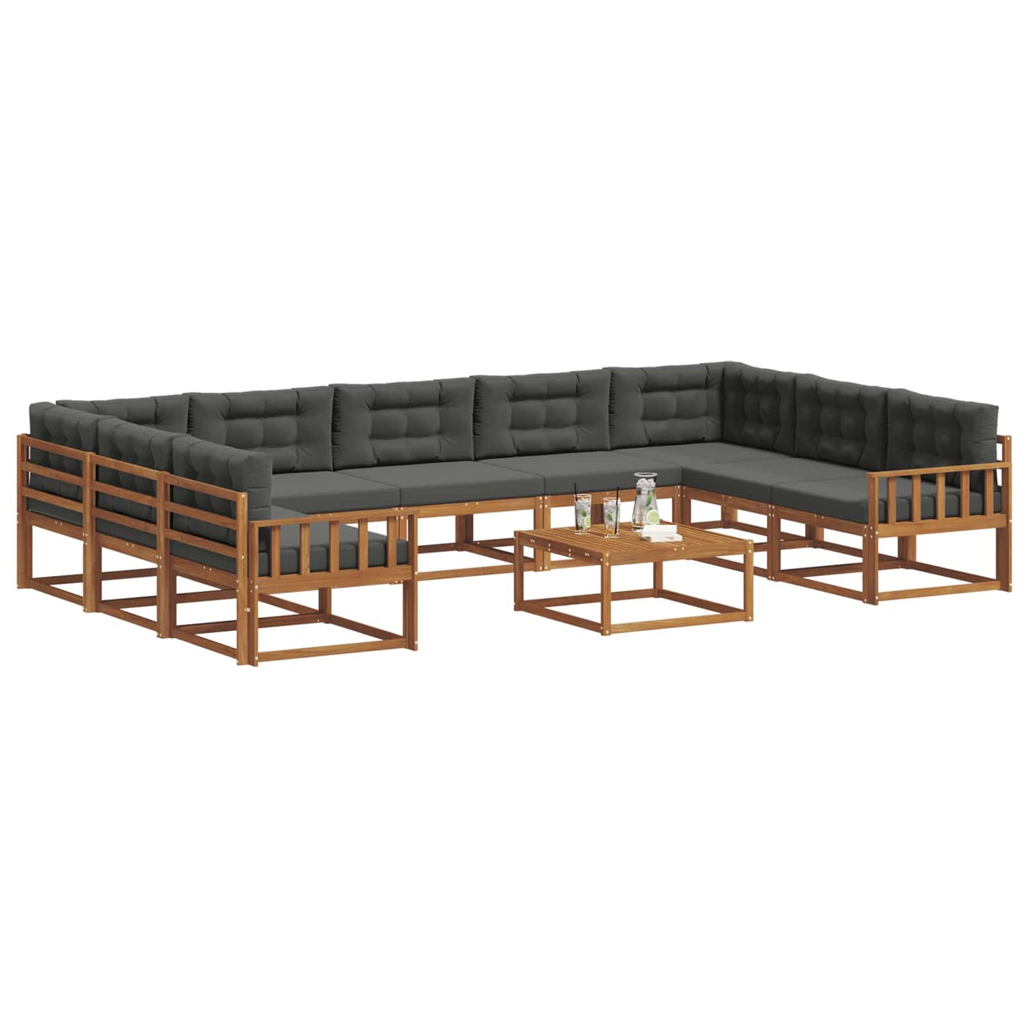 Buiten bankenset met kussen 10 pcs Natuurlijk en Antraciet is nu te koop bij PeponiXL, paradijselijk wonen!