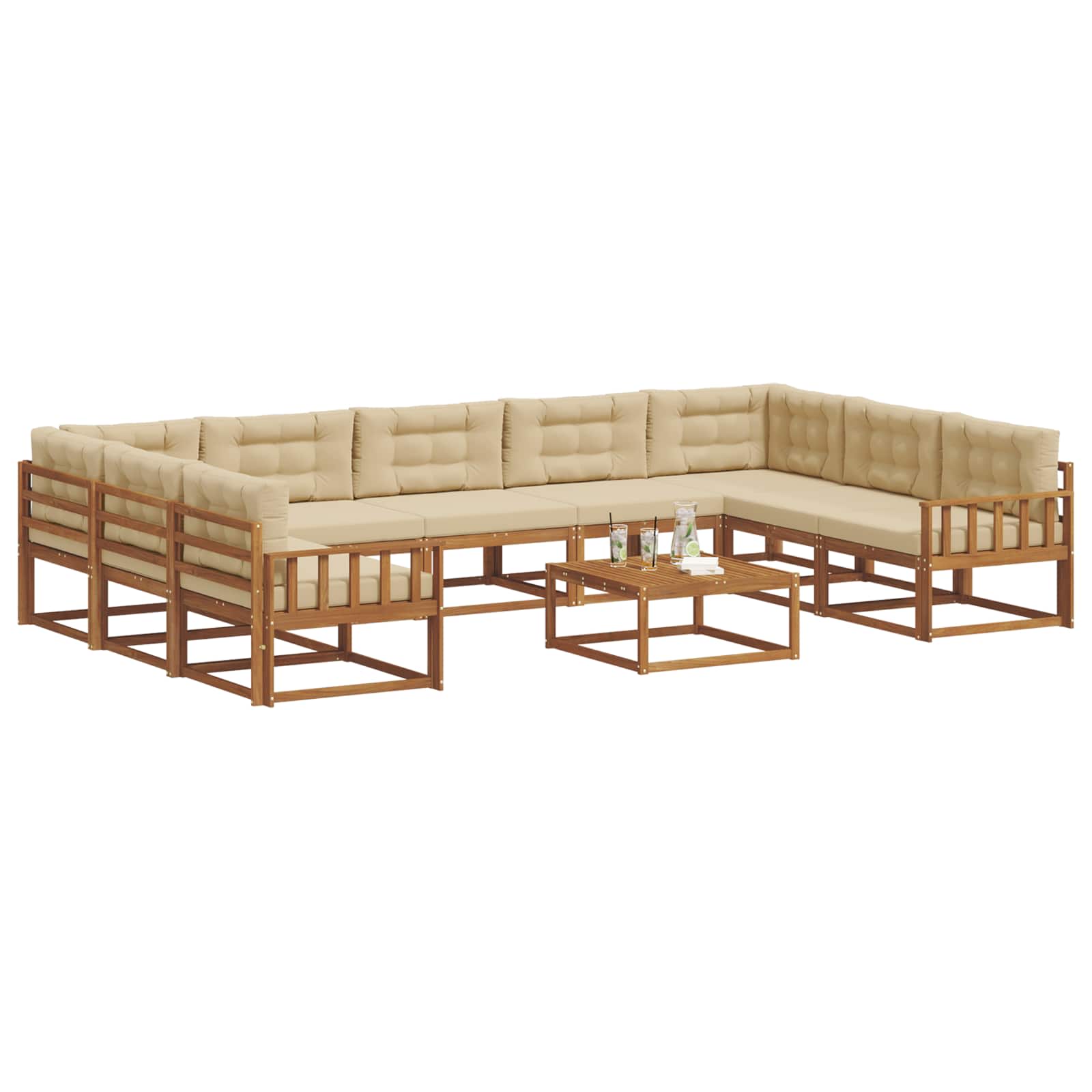 Buiten bankenset met kussen 10 pcs Natuurlijk en Beige is nu te koop bij PeponiXL, paradijselijk wonen!