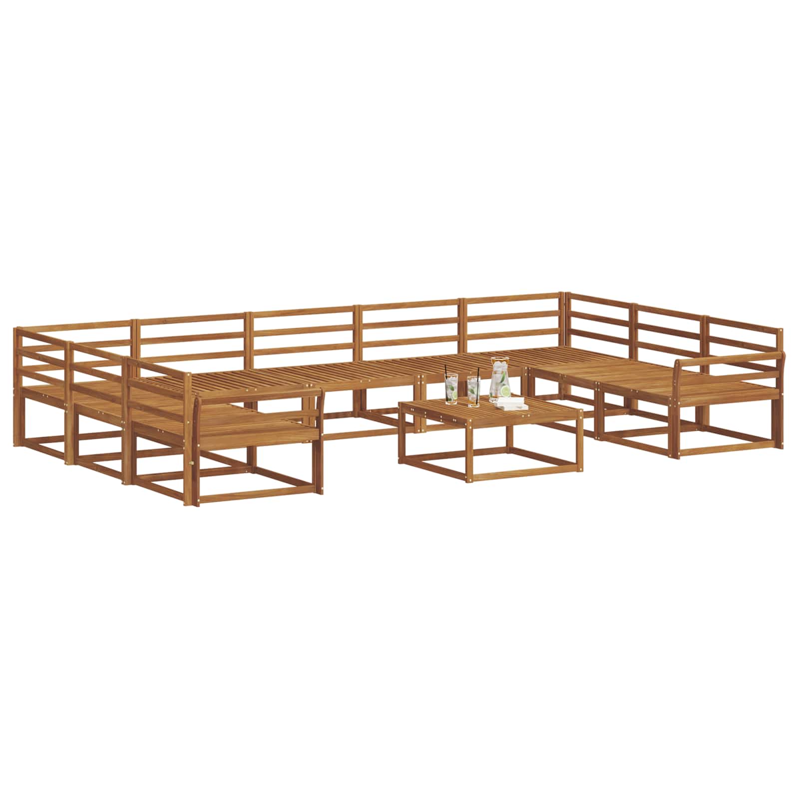 Buiten bankenset 10 pcs Naturel Massief Acaciahout is nu te koop bij PeponiXL, paradijselijk wonen!