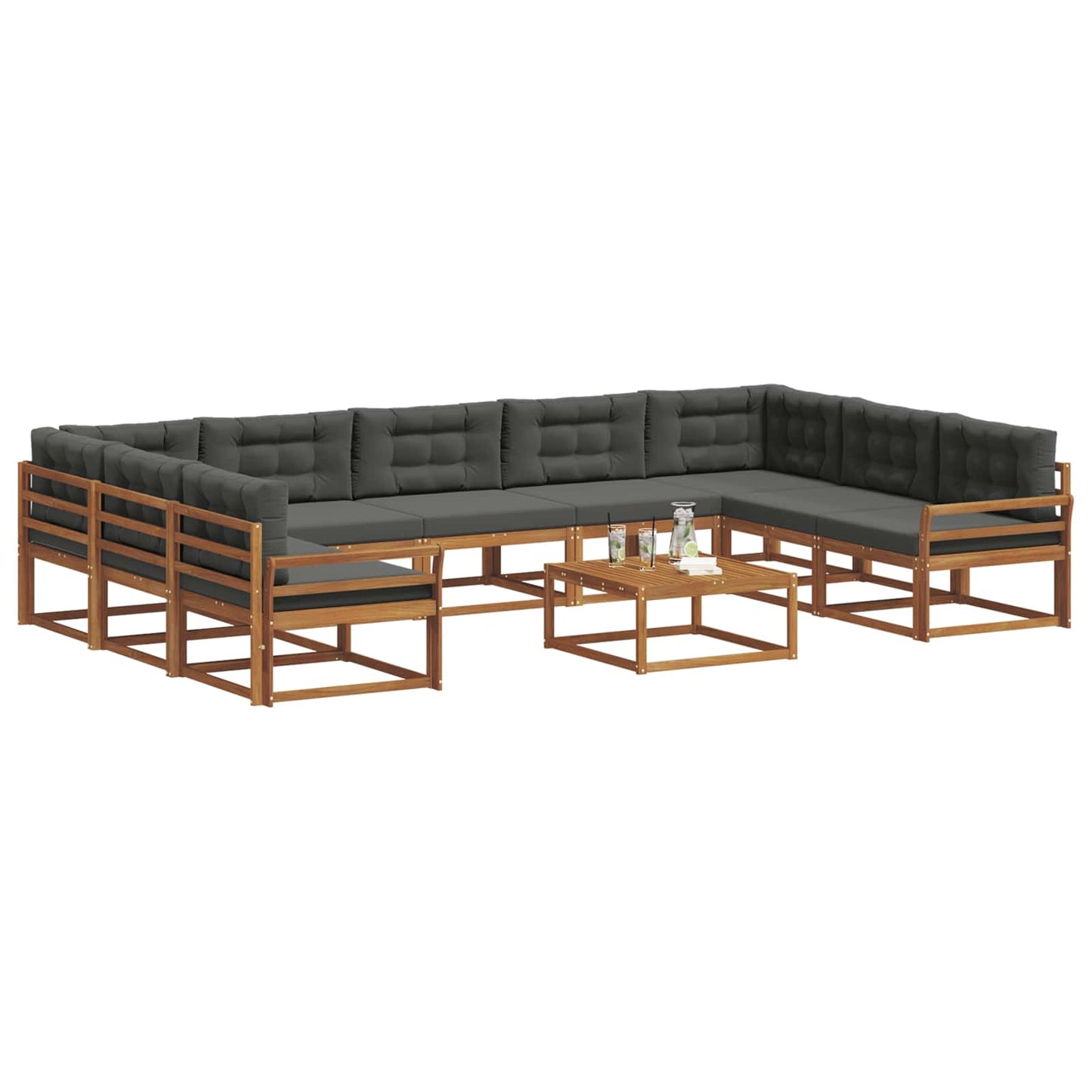 Buiten bankenset met kussen 10 pcs Natuurlijk en Antraciet is nu te koop bij PeponiXL, paradijselijk wonen!