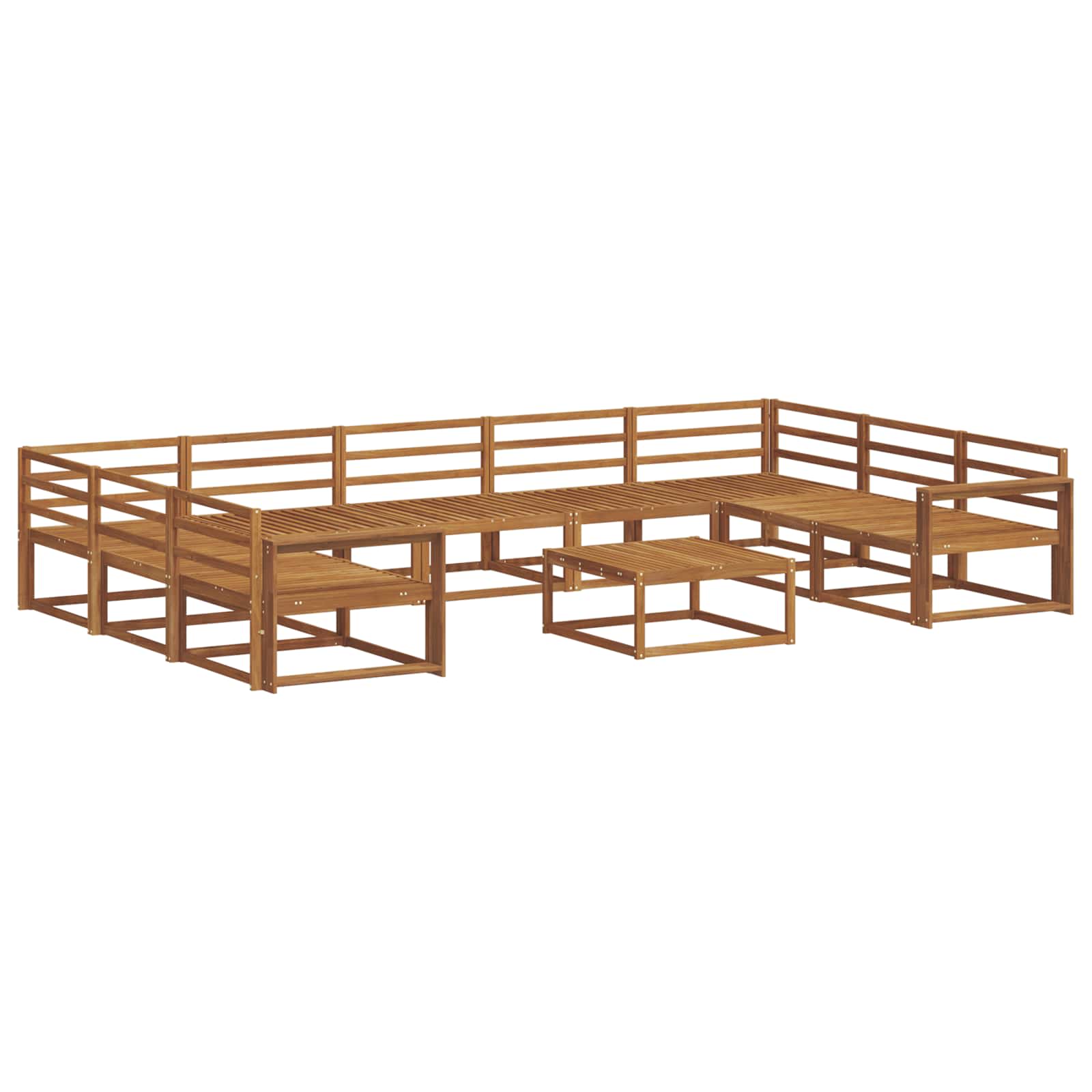 Buiten bankenset 10 pcs Naturel Massief Acaciahout is nu te koop bij PeponiXL, paradijselijk wonen!