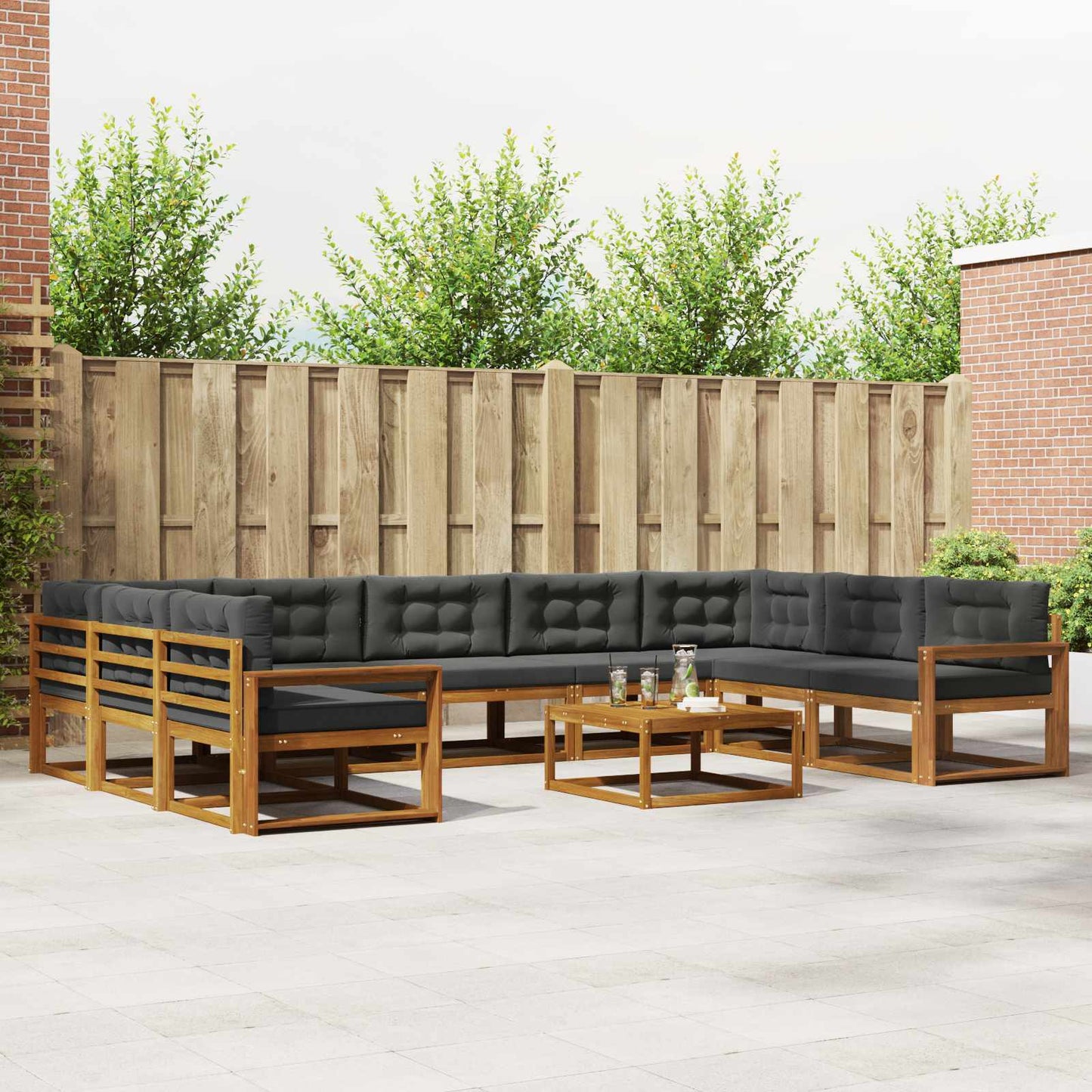 Buiten bankenset met kussen 10 pcs Natuurlijk en Antraciet is nu te koop bij PeponiXL, paradijselijk wonen!