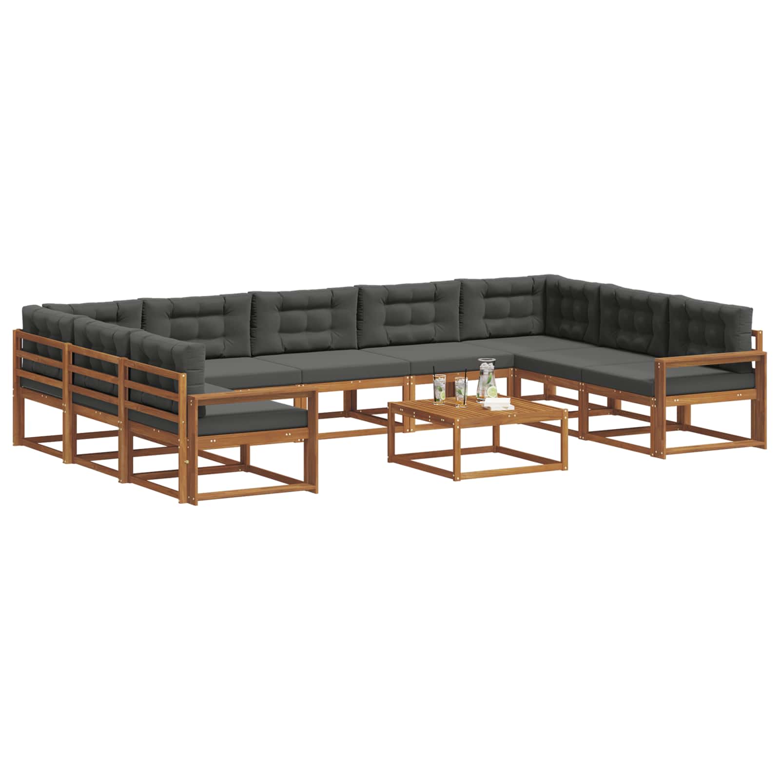 Buiten bankenset met kussen 10 pcs Natuurlijk en Antraciet is nu te koop bij PeponiXL, paradijselijk wonen!