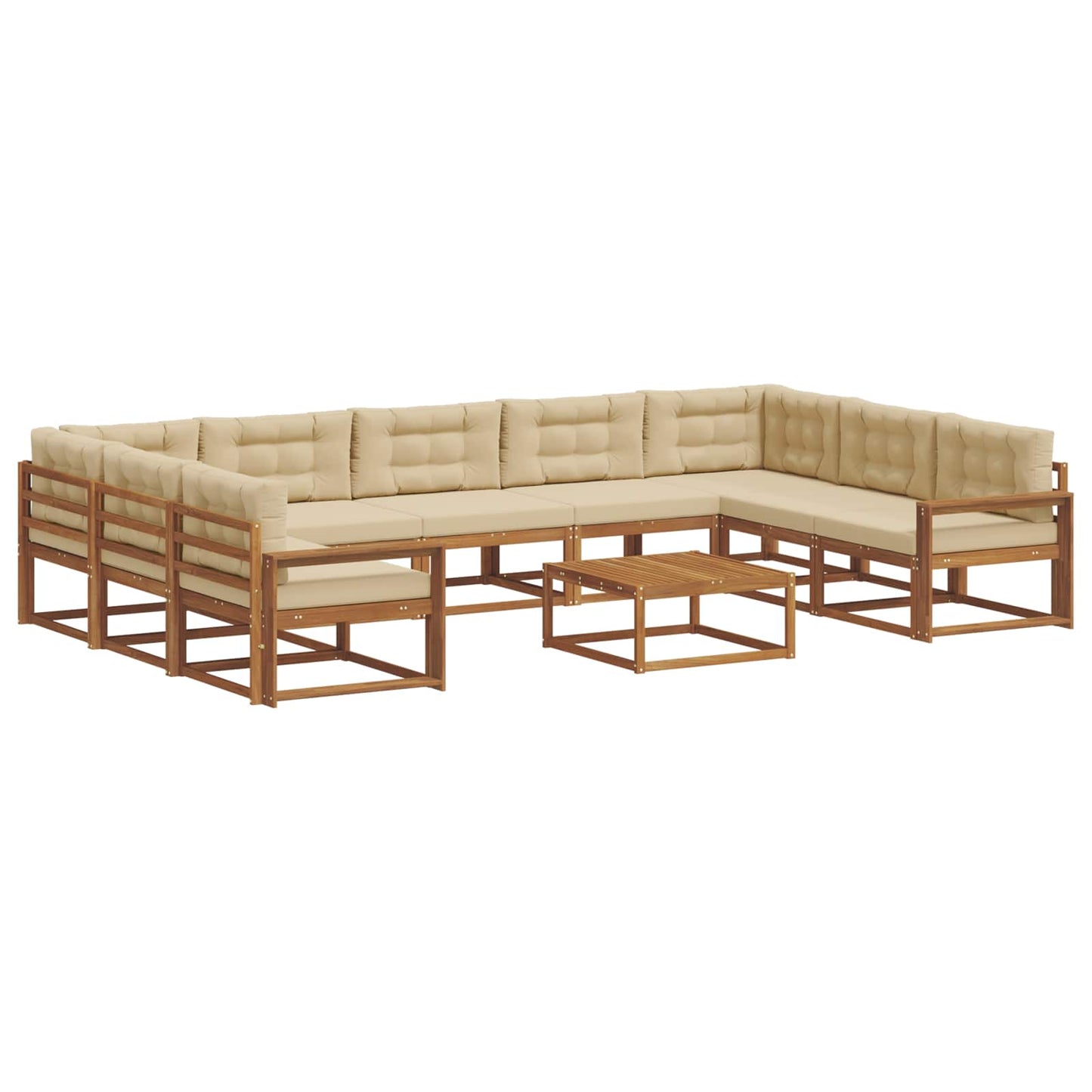 Buiten bankenset met kussen 10 pcs Natuurlijk en Beige is nu te koop bij PeponiXL, paradijselijk wonen!