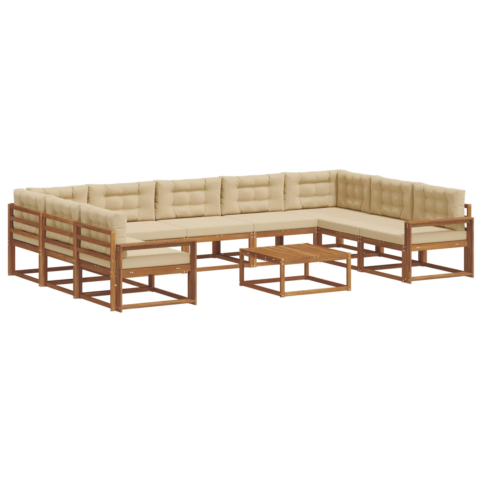 Buiten bankenset met kussen 10 pcs Natuurlijk en Beige is nu te koop bij PeponiXL, paradijselijk wonen!