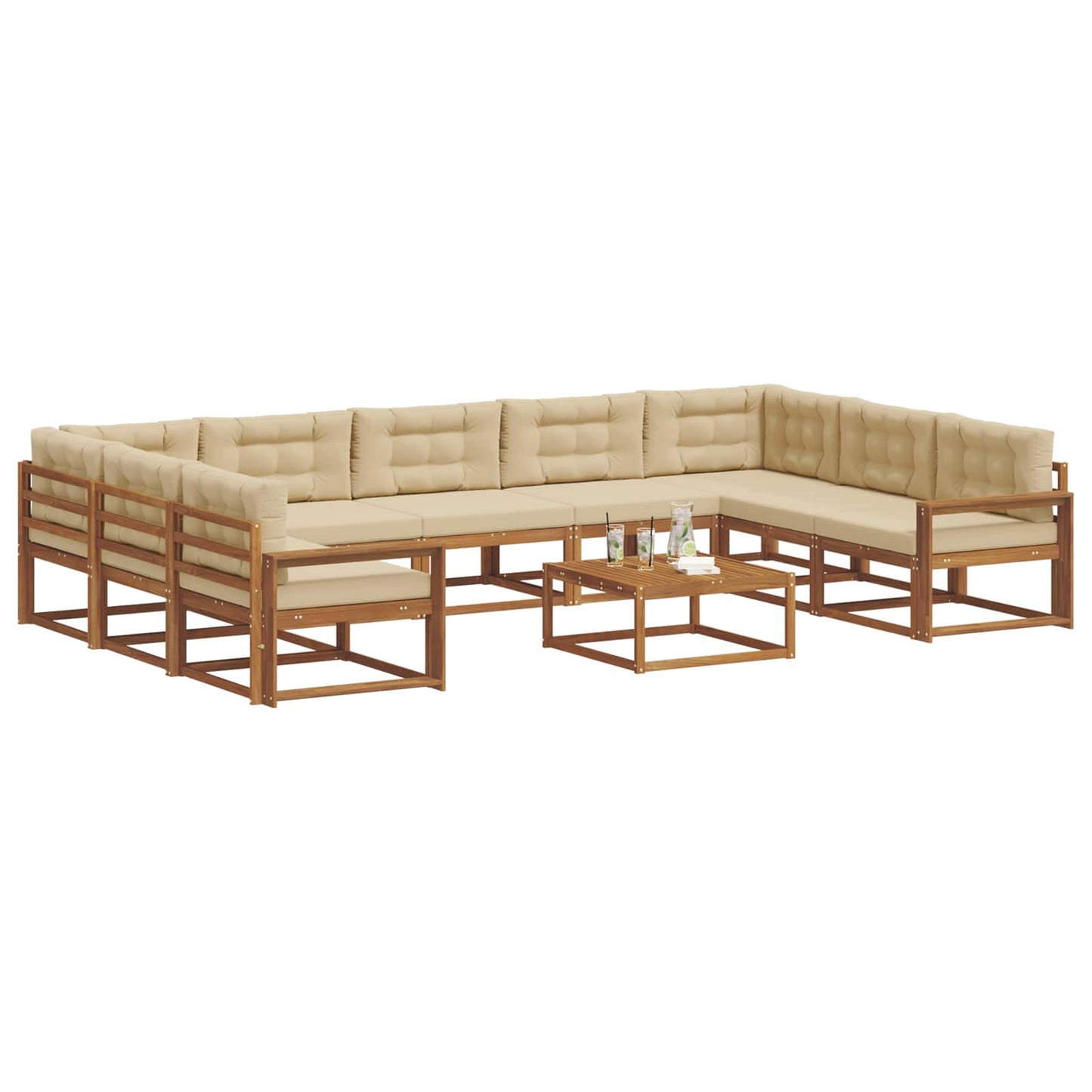 Buiten bankenset met kussen 10 pcs Natuurlijk en Beige is nu te koop bij PeponiXL, paradijselijk wonen!