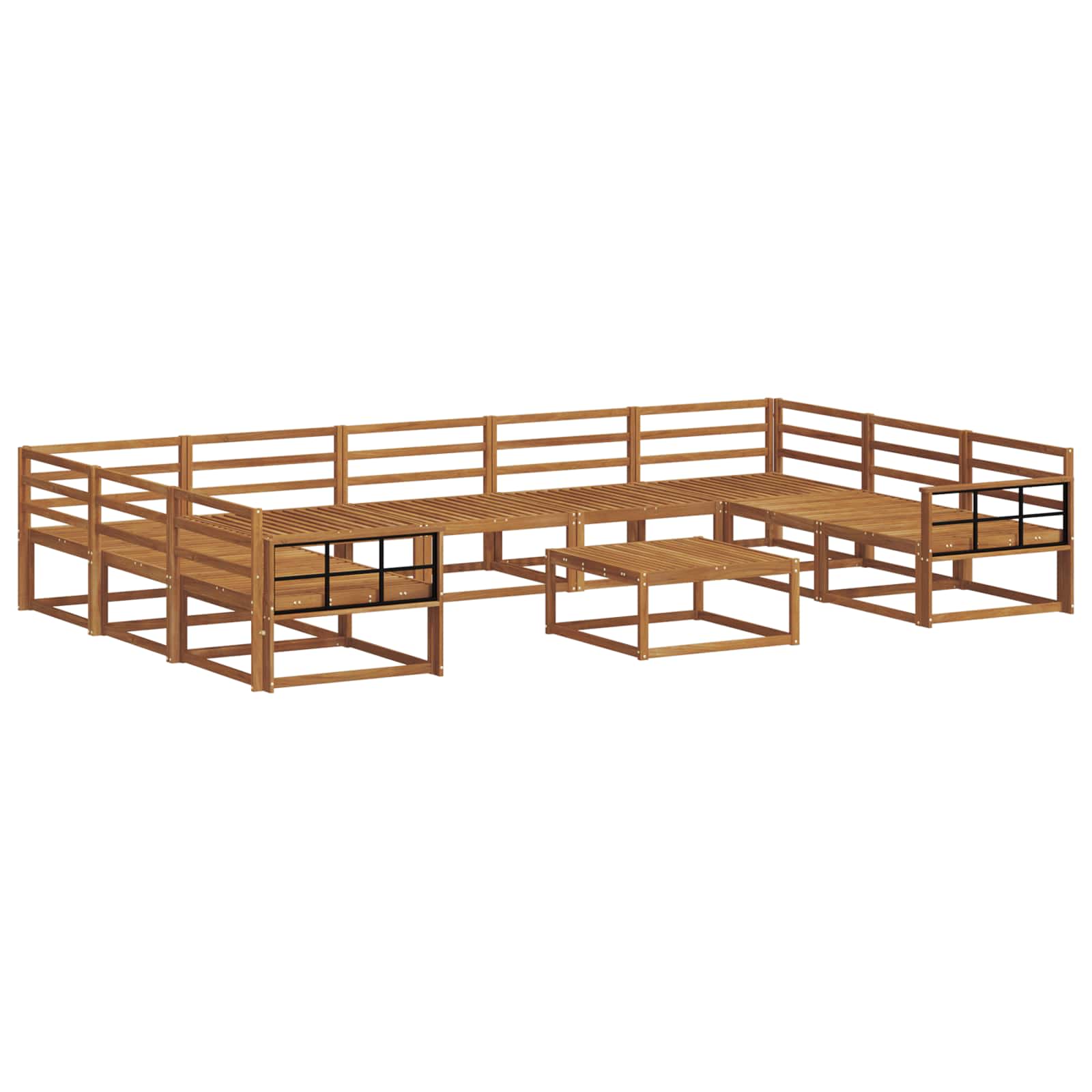 Buiten bankenset 10 pcs Naturel Massief Acaciahout is nu te koop bij PeponiXL, paradijselijk wonen!
