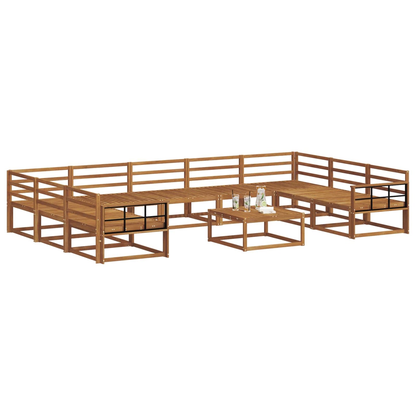 Buiten bankenset 10 pcs Naturel Massief Acaciahout is nu te koop bij PeponiXL, paradijselijk wonen!