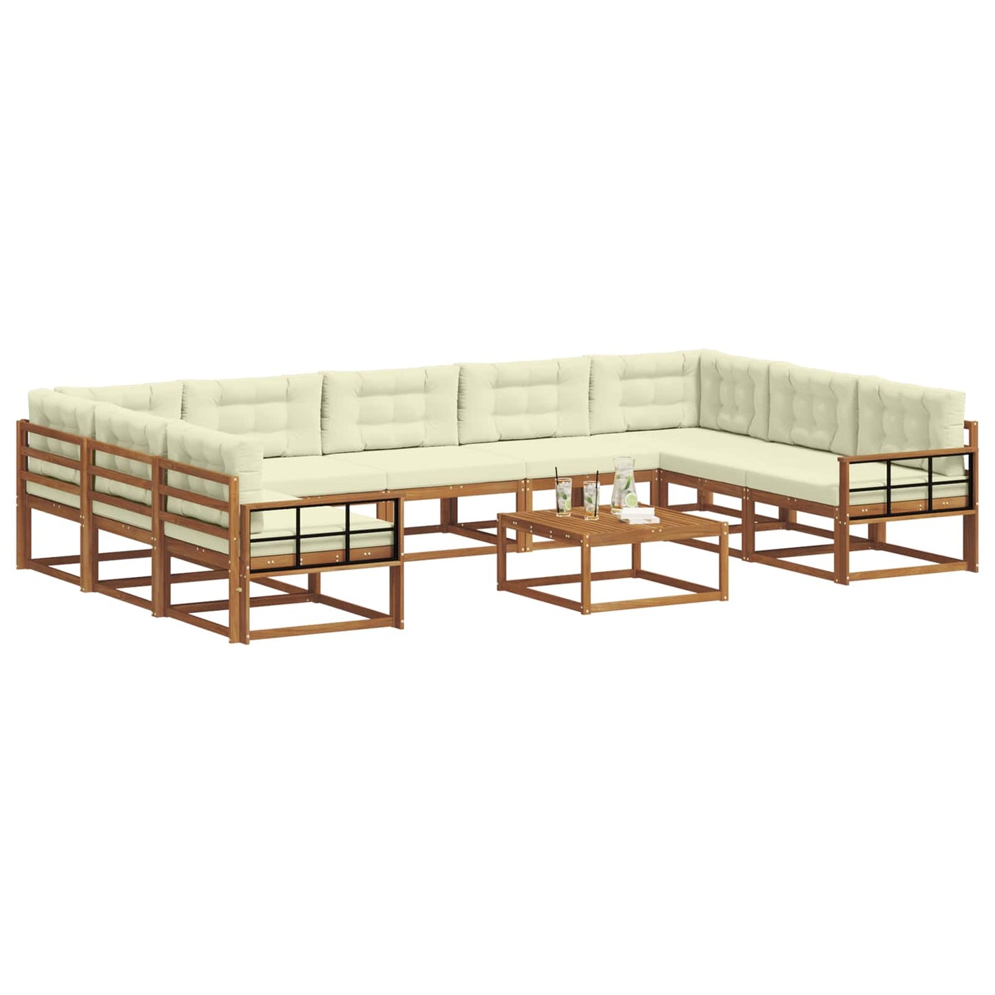 Buiten bankenset met kussen 10 pcs Natuurlijk en Crème is nu te koop bij PeponiXL, paradijselijk wonen!