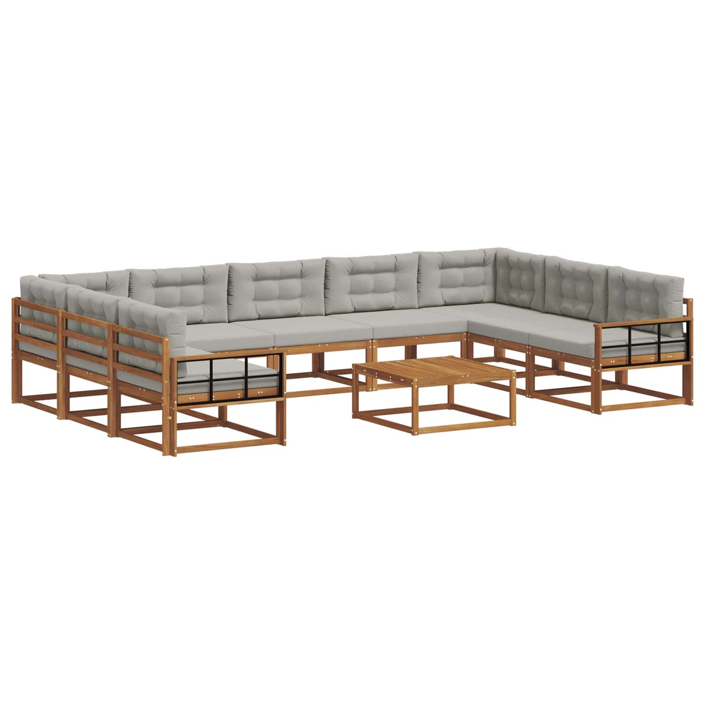 Buiten bankenset met kussen 10 pcs Natuurlijk en Lichtgrijs is nu te koop bij PeponiXL, paradijselijk wonen!