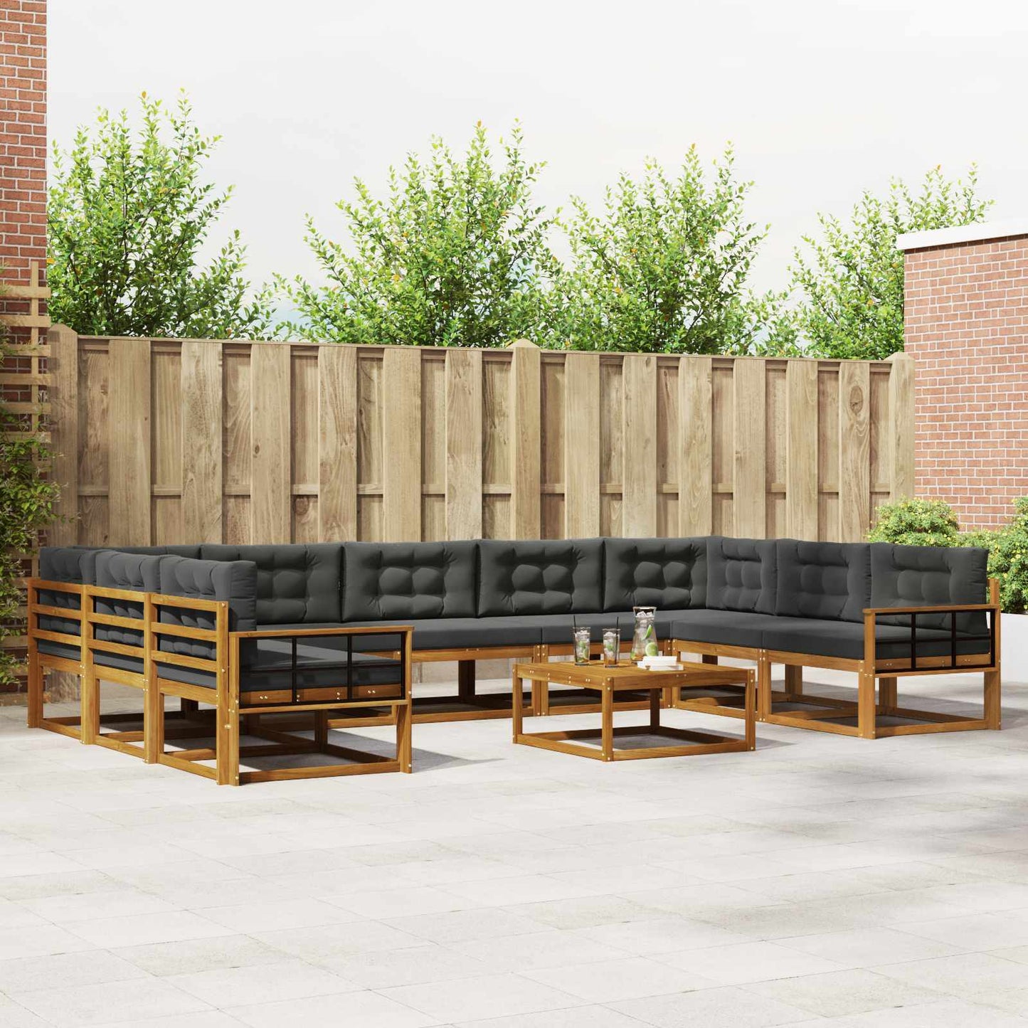 Buiten bankenset met kussen 10 pcs Natuurlijk en Antraciet is nu te koop bij PeponiXL, paradijselijk wonen!