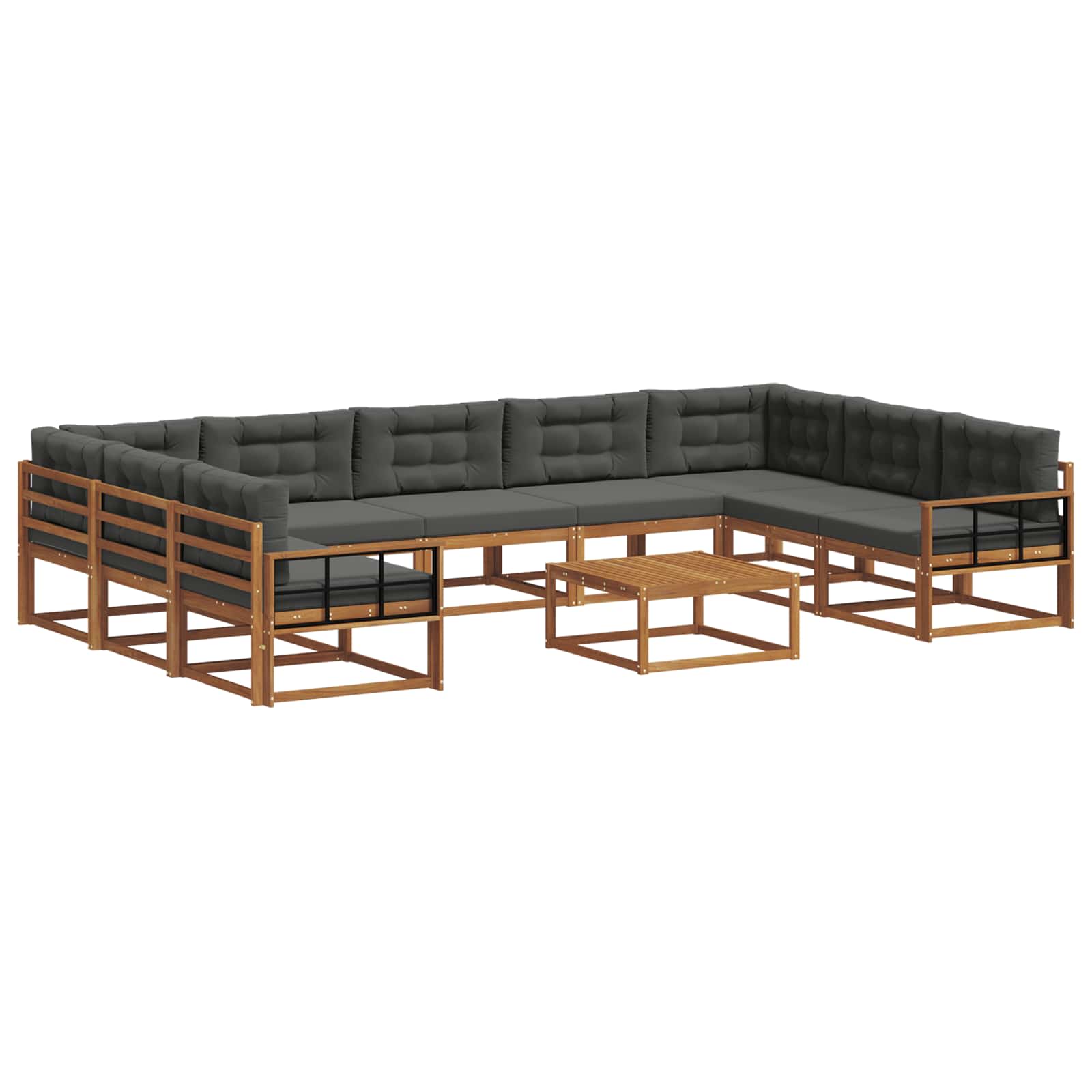Buiten bankenset met kussen 10 pcs Natuurlijk en Antraciet is nu te koop bij PeponiXL, paradijselijk wonen!