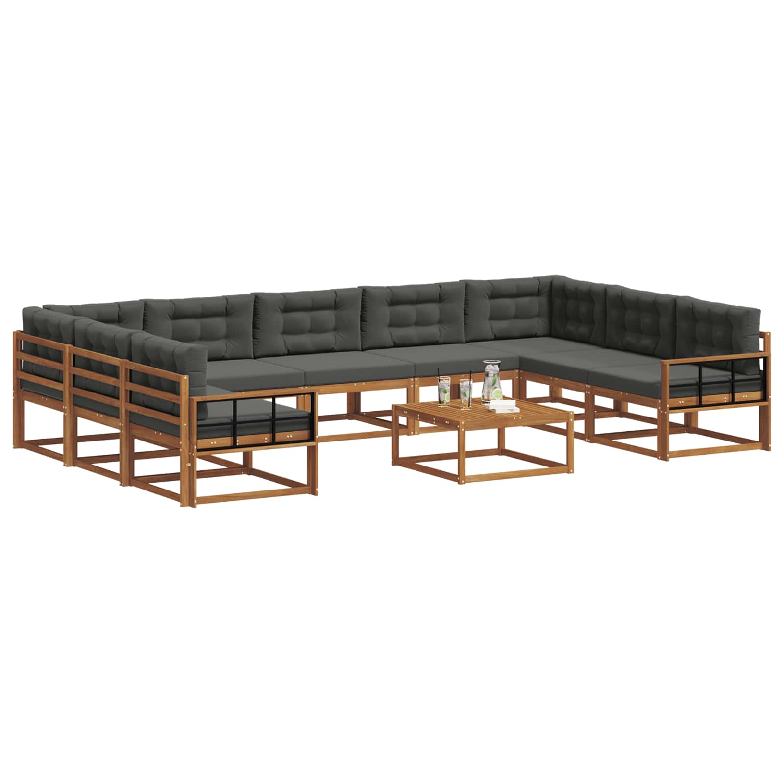 Buiten bankenset met kussen 10 pcs Natuurlijk en Antraciet is nu te koop bij PeponiXL, paradijselijk wonen!