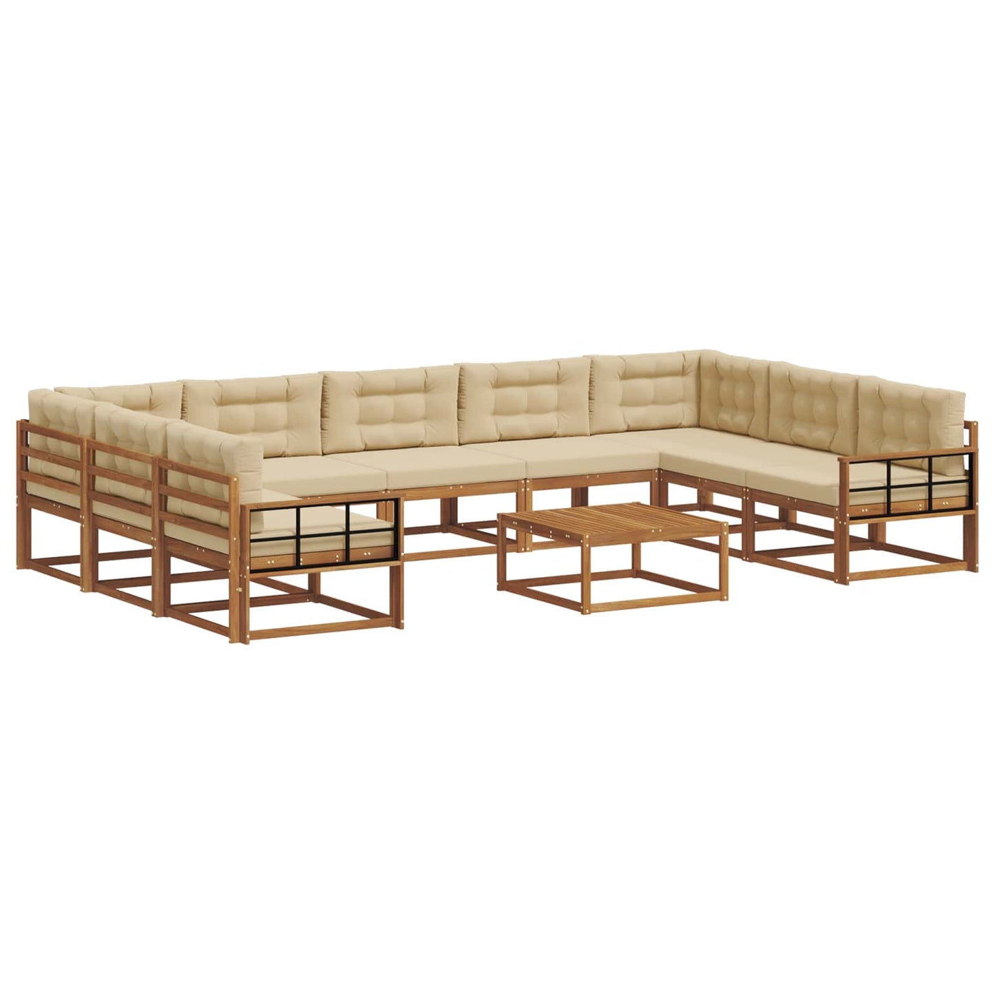 Buiten bankenset met kussen 10 pcs Natuurlijk en Beige is nu te koop bij PeponiXL, paradijselijk wonen!