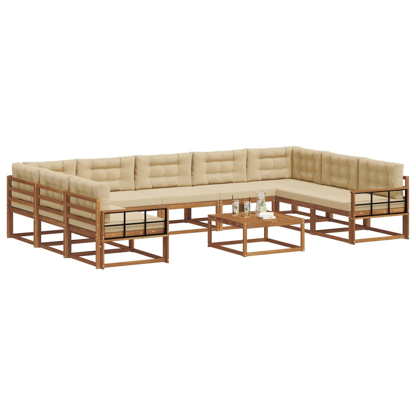 Buiten bankenset met kussen 10 pcs Natuurlijk en Beige is nu te koop bij PeponiXL, paradijselijk wonen!
