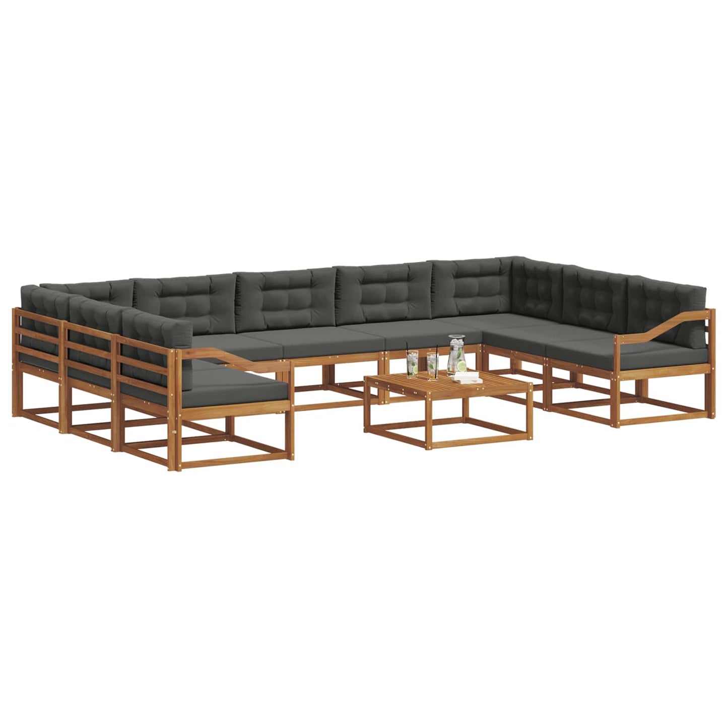 Buiten bankenset met kussen 10 pcs Natuurlijk en Antraciet is nu te koop bij PeponiXL, paradijselijk wonen!