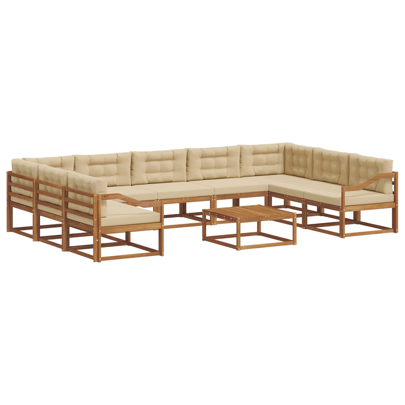 Buiten bankenset met kussen 10 pcs Natuurlijk en Beige is nu te koop bij PeponiXL, paradijselijk wonen!