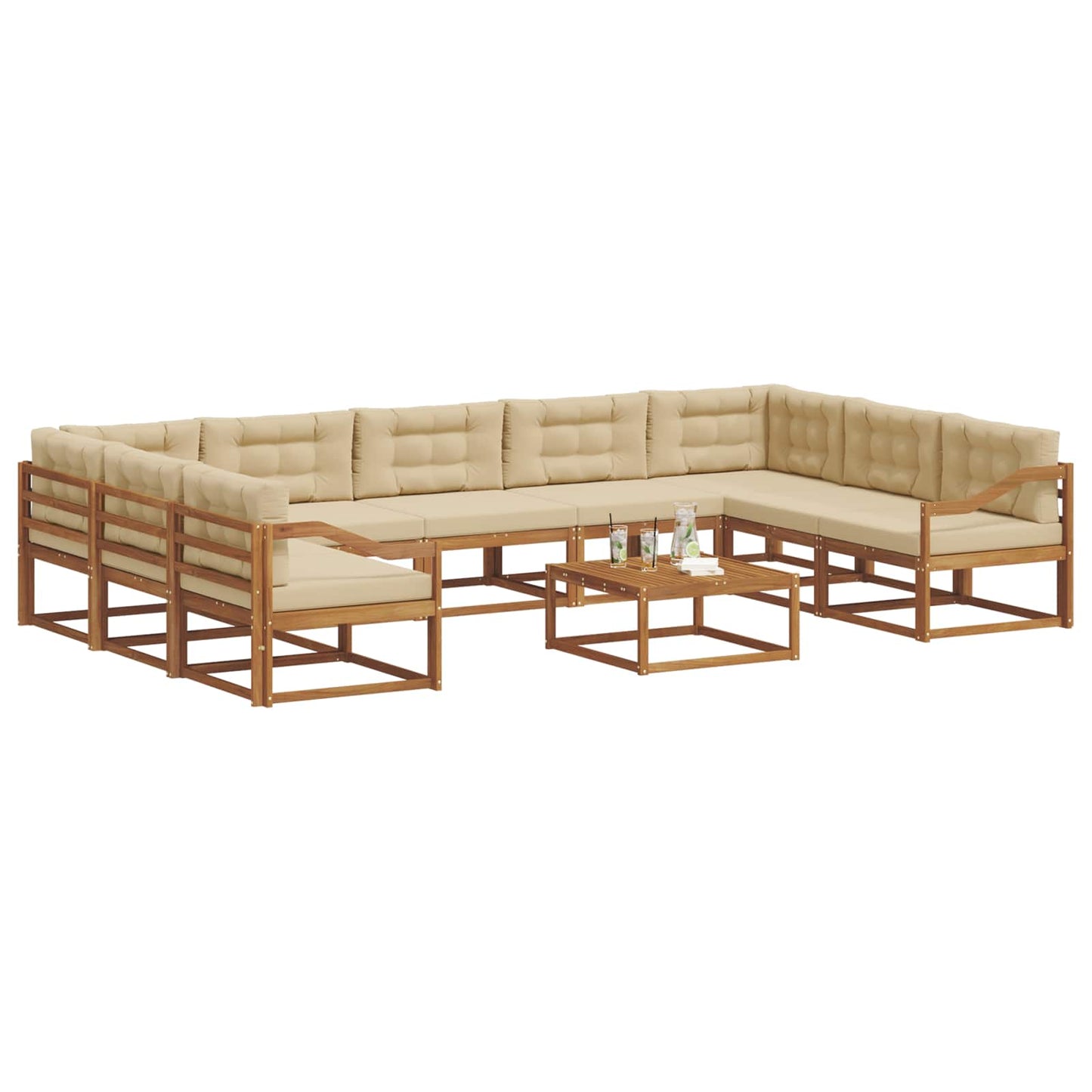 Buiten bankenset met kussen 10 pcs Natuurlijk en Beige is nu te koop bij PeponiXL, paradijselijk wonen!