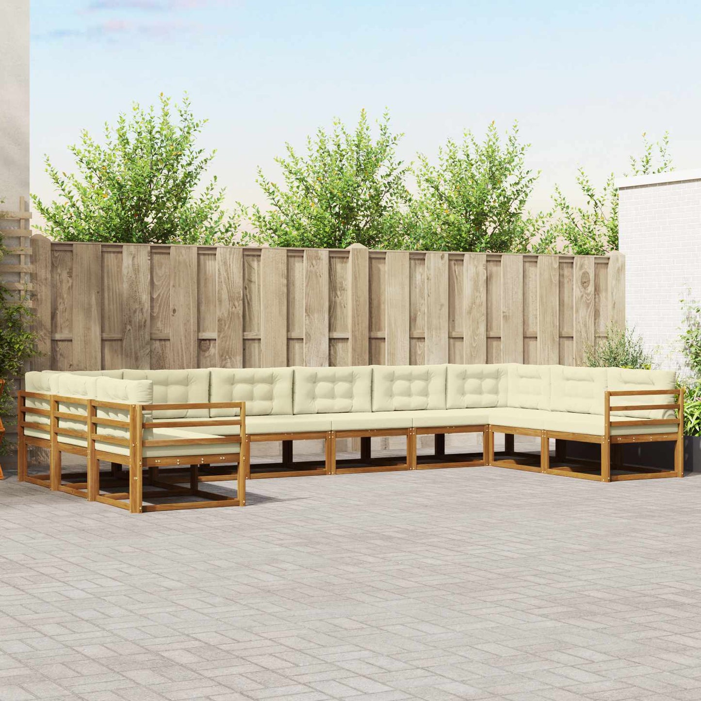 Buiten bankenset met kussen 10 pcs Natuurlijk en Crème is nu te koop bij PeponiXL, paradijselijk wonen!
