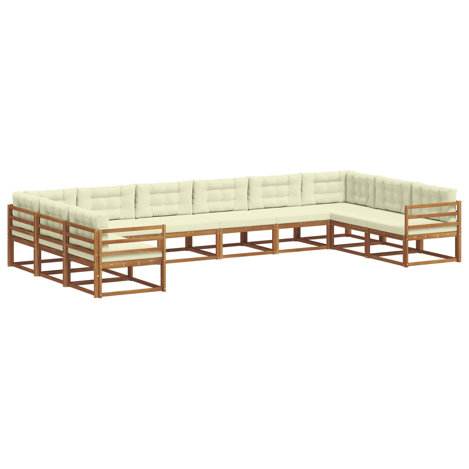 Buiten bankenset met kussen 10 pcs Natuurlijk en Crème is nu te koop bij PeponiXL, paradijselijk wonen!