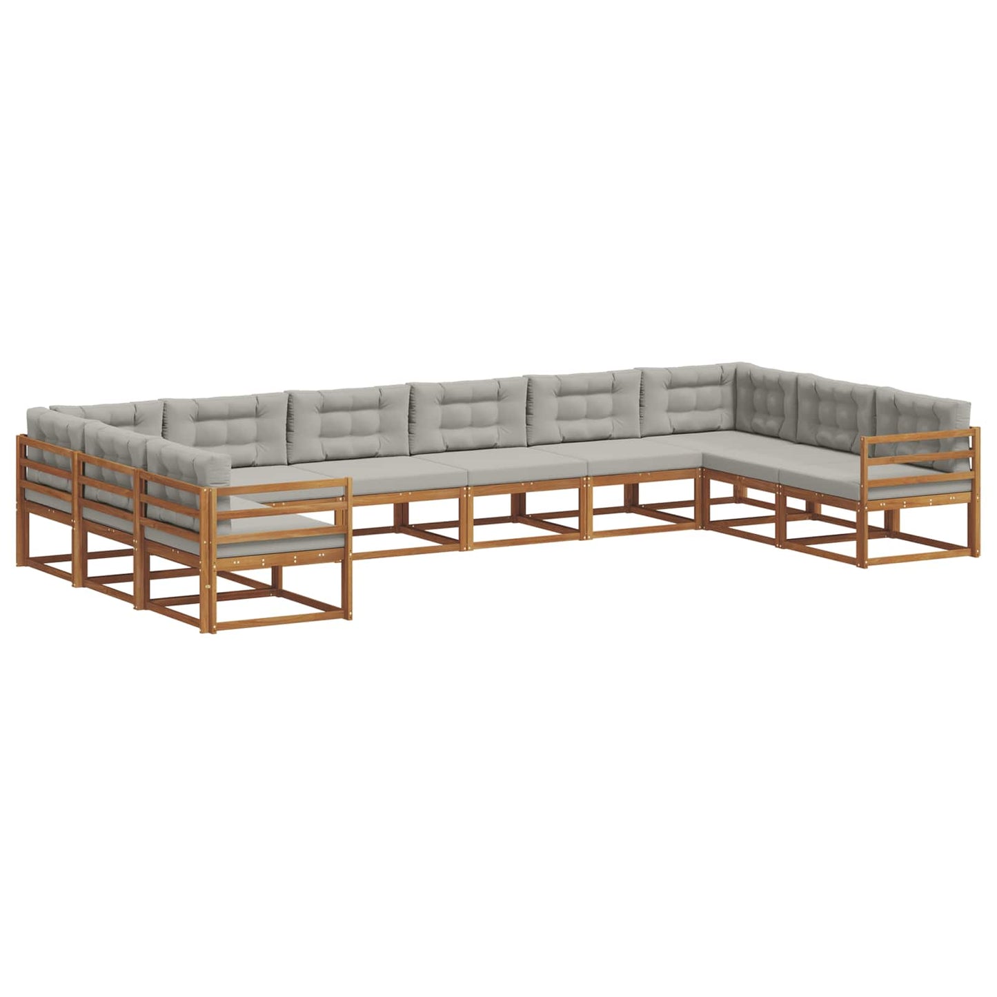 Buiten bankenset met kussen 10 pcs Natuurlijk en Lichtgrijs is nu te koop bij PeponiXL, paradijselijk wonen!