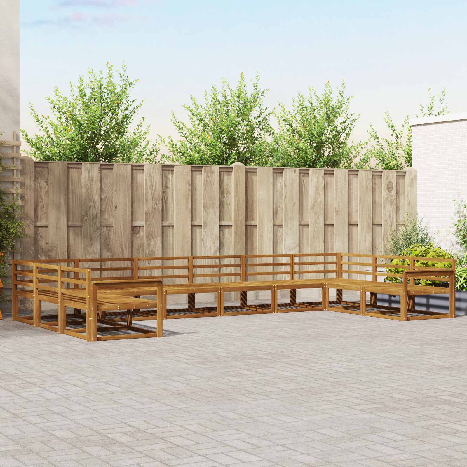 Buiten bankenset 10 pcs Naturel Massief Acaciahout is nu te koop bij PeponiXL, paradijselijk wonen!