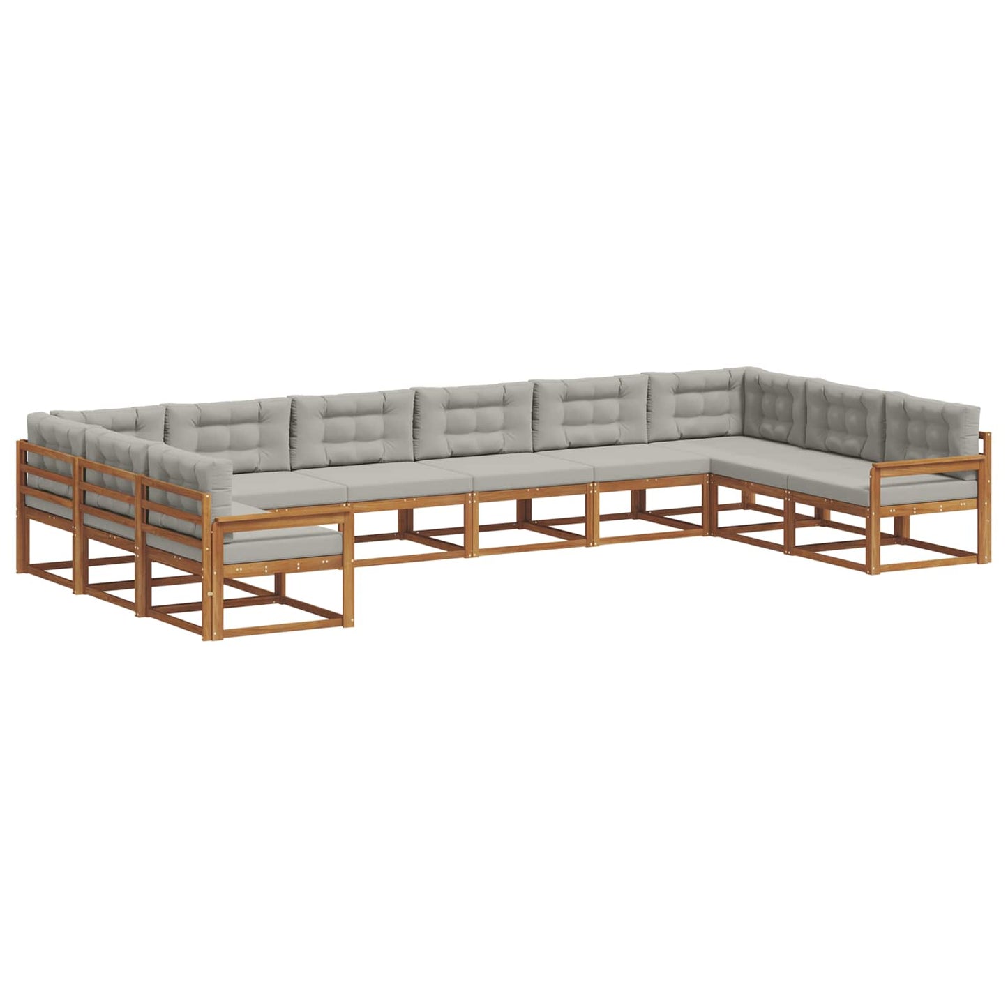 Buiten bankenset met kussen 10 pcs Natuurlijk en Lichtgrijs is nu te koop bij PeponiXL, paradijselijk wonen!