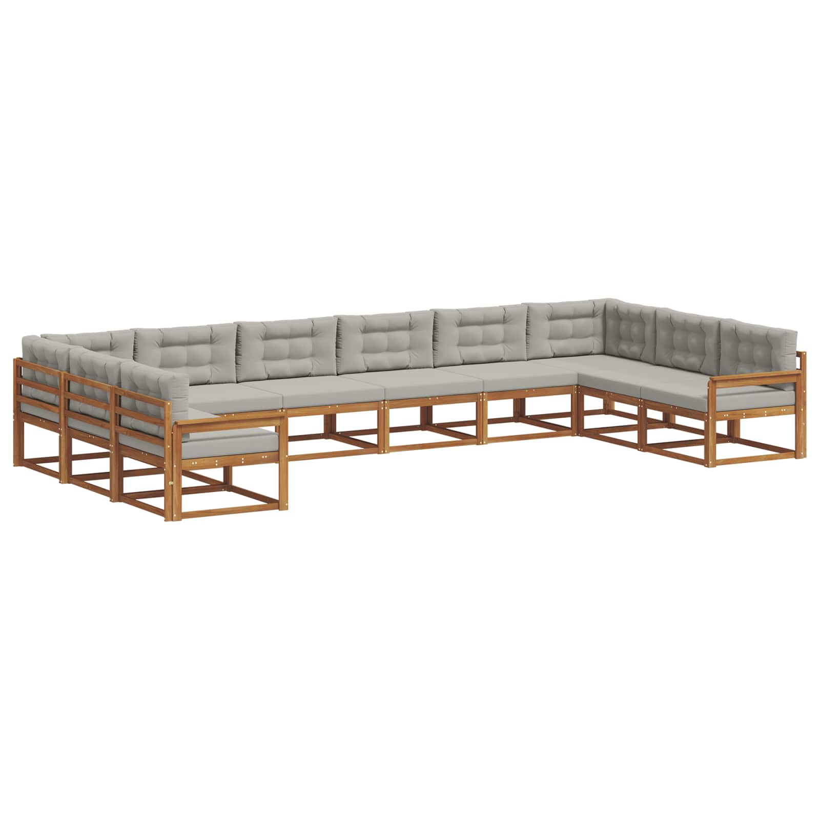 Buiten bankenset met kussen 10 pcs Natuurlijk en Lichtgrijs is nu te koop bij PeponiXL, paradijselijk wonen!