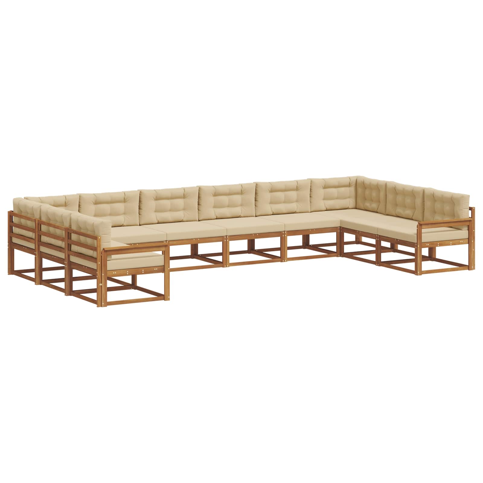 Buiten bankenset met kussen 10 pcs Natuurlijk en Beige is nu te koop bij PeponiXL, paradijselijk wonen!
