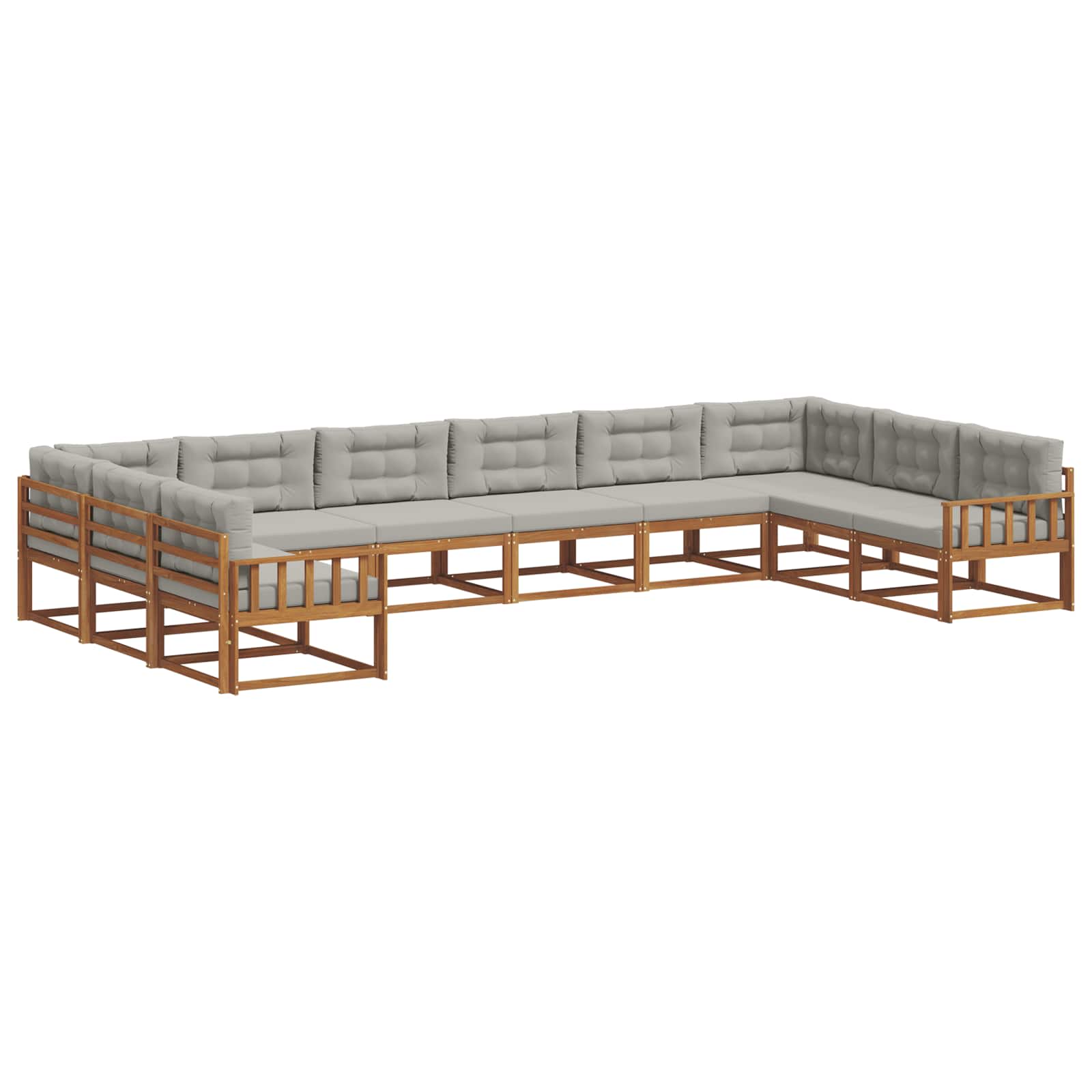Buiten bankenset met kussen 10 pcs Natuurlijk en Lichtgrijs is nu te koop bij PeponiXL, paradijselijk wonen!