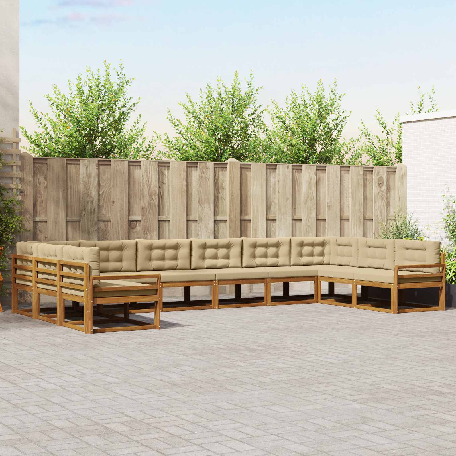 Buiten bankenset met kussen 10 pcs Natuurlijk en Beige is nu te koop bij PeponiXL, paradijselijk wonen!