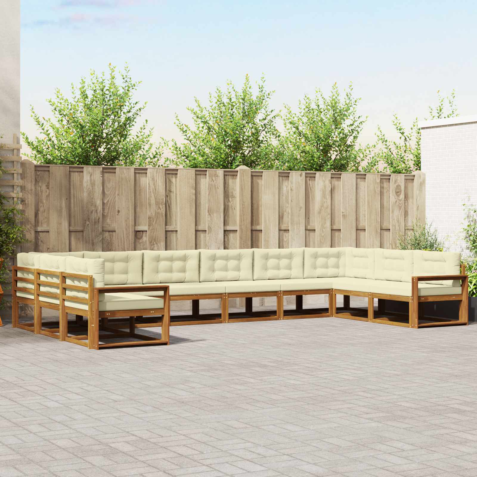Buiten bankenset met kussen 10 pcs Natuurlijk en Crème is nu te koop bij PeponiXL, paradijselijk wonen!