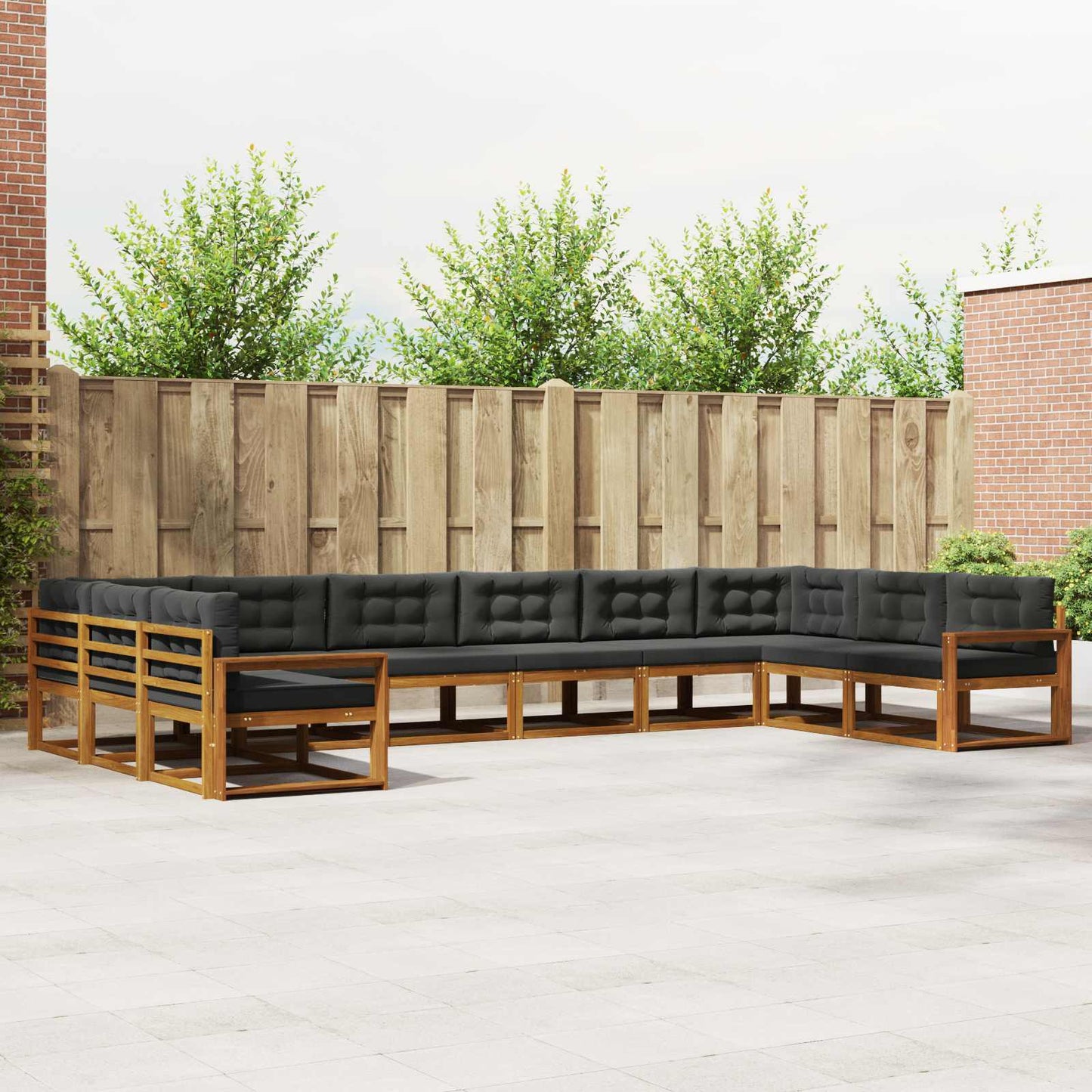 Buiten bankenset met kussen 10 pcs Natuurlijk en Antraciet is nu te koop bij PeponiXL, paradijselijk wonen!