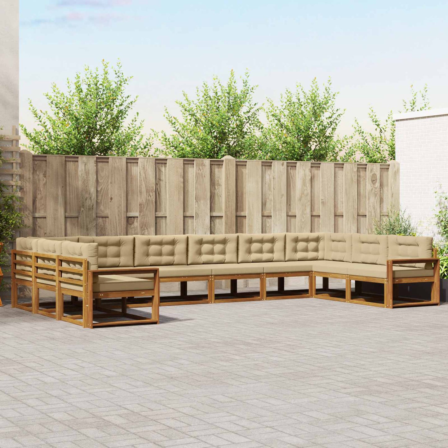 Buiten bankenset met kussen 10 pcs Natuurlijk en Beige is nu te koop bij PeponiXL, paradijselijk wonen!