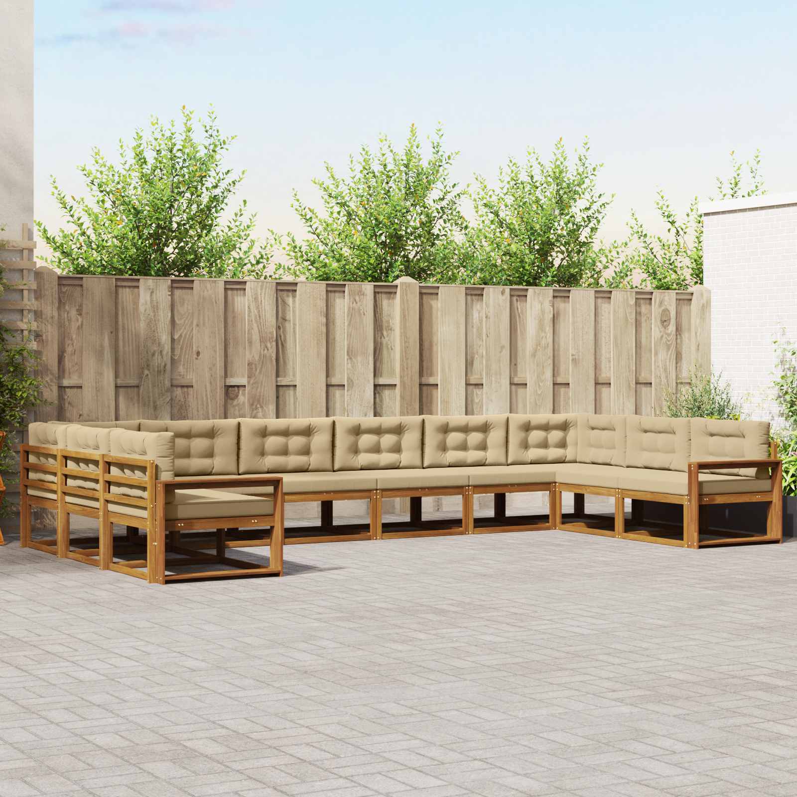 Buiten bankenset met kussen 10 pcs Natuurlijk en Beige is nu te koop bij PeponiXL, paradijselijk wonen!